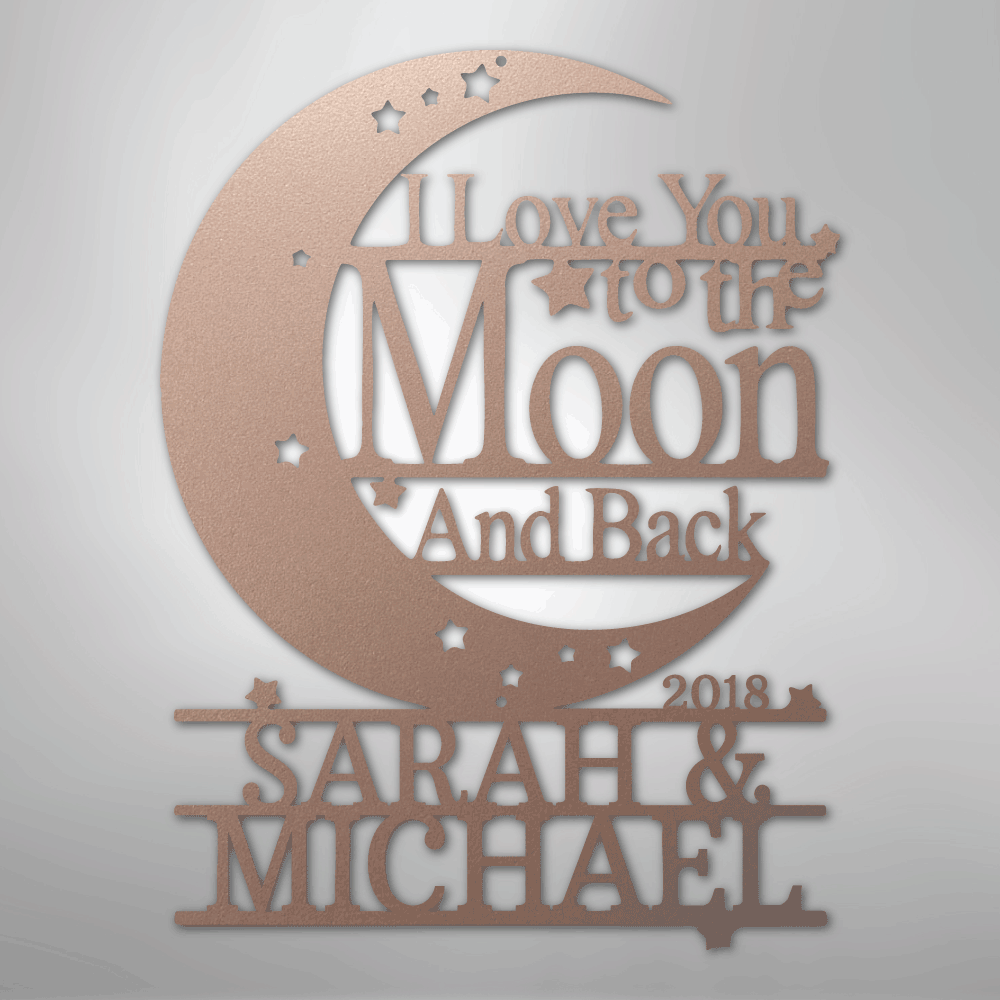 Custom Moon and Back Monogram - Steel Metal Sign | Unique Gift, Metal Signs, $ 138.95, A Moment Of Now™