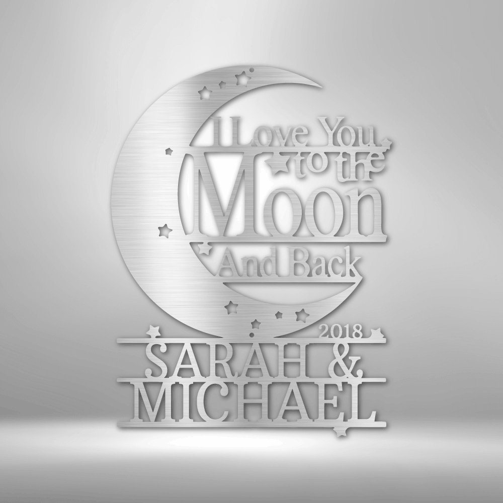 Custom Moon and Back Monogram - Steel Sign, Metal Signs, $ 67.50, A Moment Of Now™
