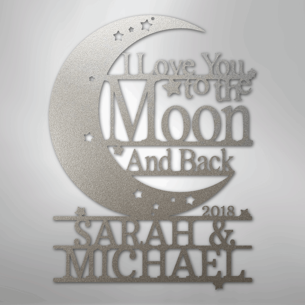 Custom Moon and Back Monogram - Steel Metal Sign | Unique Gift, Metal Signs, $ 62.95, A Moment Of Now™