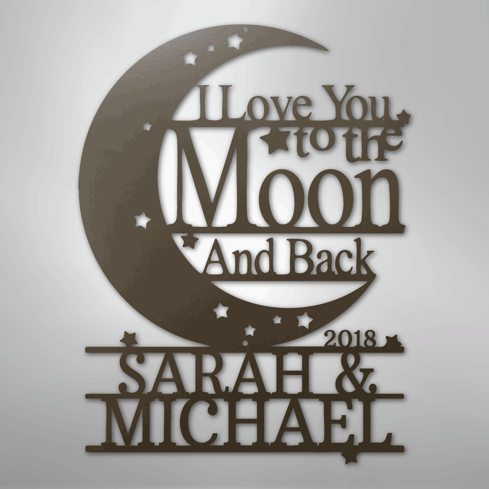 Custom Moon and Back Monogram - Steel Metal Sign | Unique Gift, Metal Signs, $ 138.95, A Moment Of Now™
