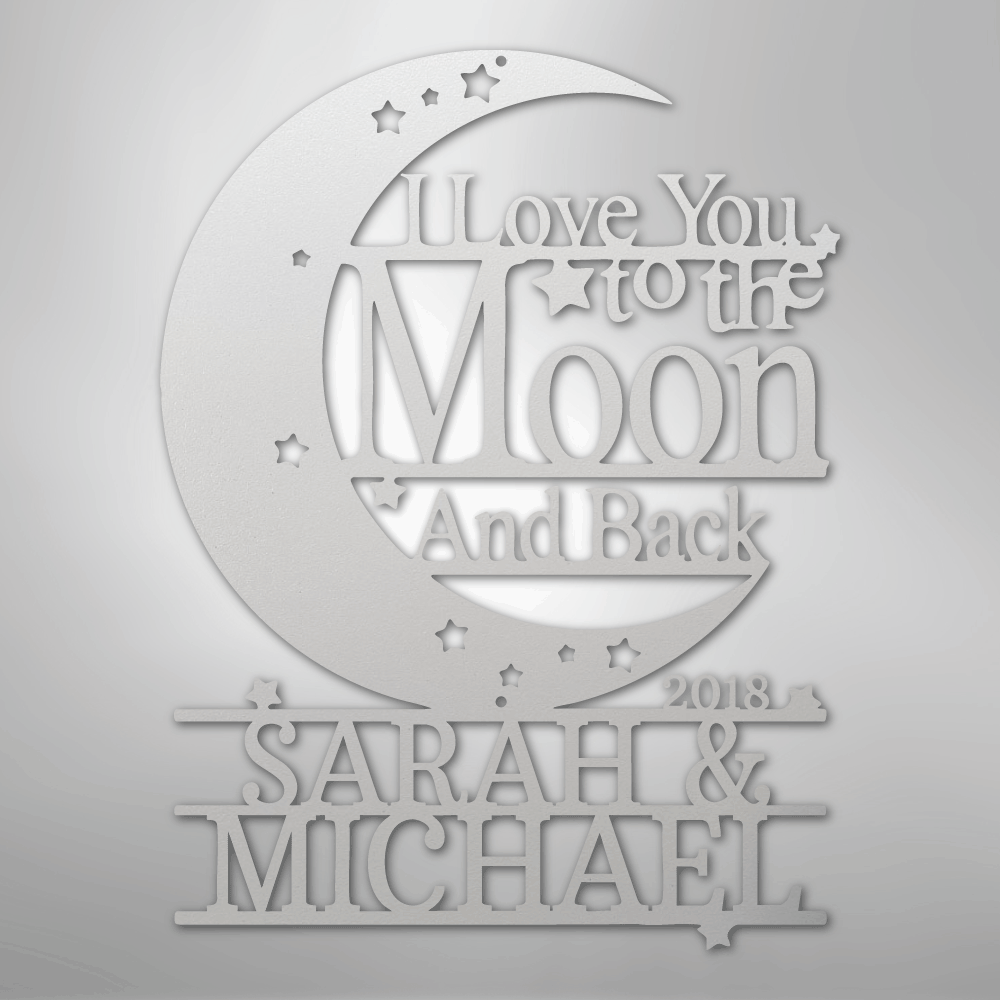 Custom Moon and Back Monogram - Steel Metal Sign | Unique Gift, Metal Signs, $ 62.95, A Moment Of Now™
