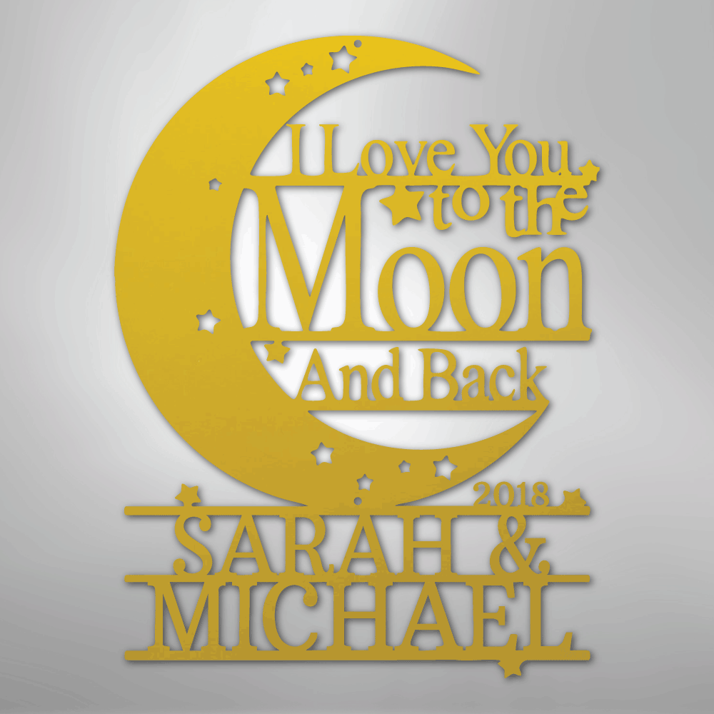 Custom Moon and Back Monogram - Steel Metal Sign | Unique Gift, Metal Signs, $ 138.95, A Moment Of Now™