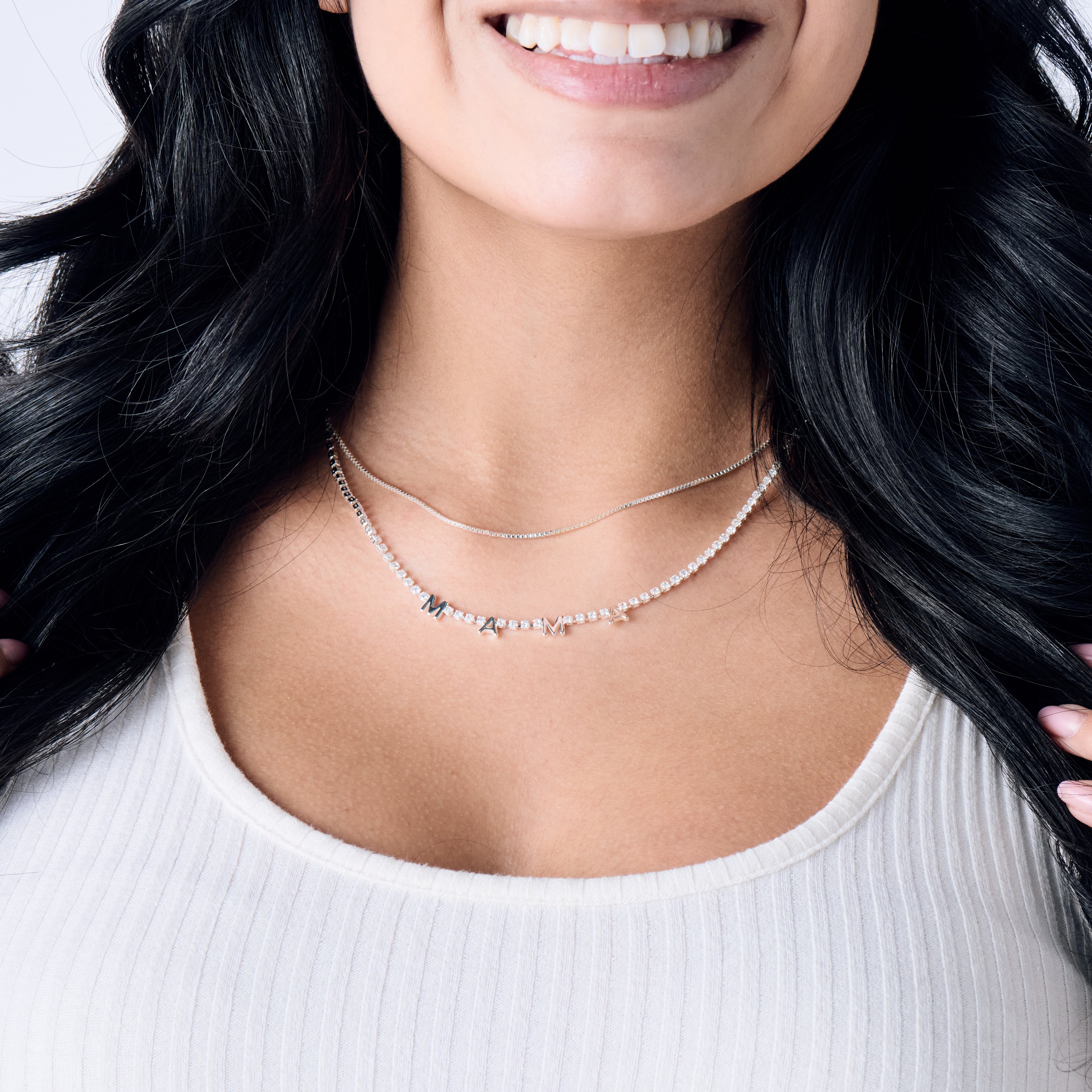 Mama Crystal Tennis Necklace, Necklaces, $ 18.90, A Moment Of Now™