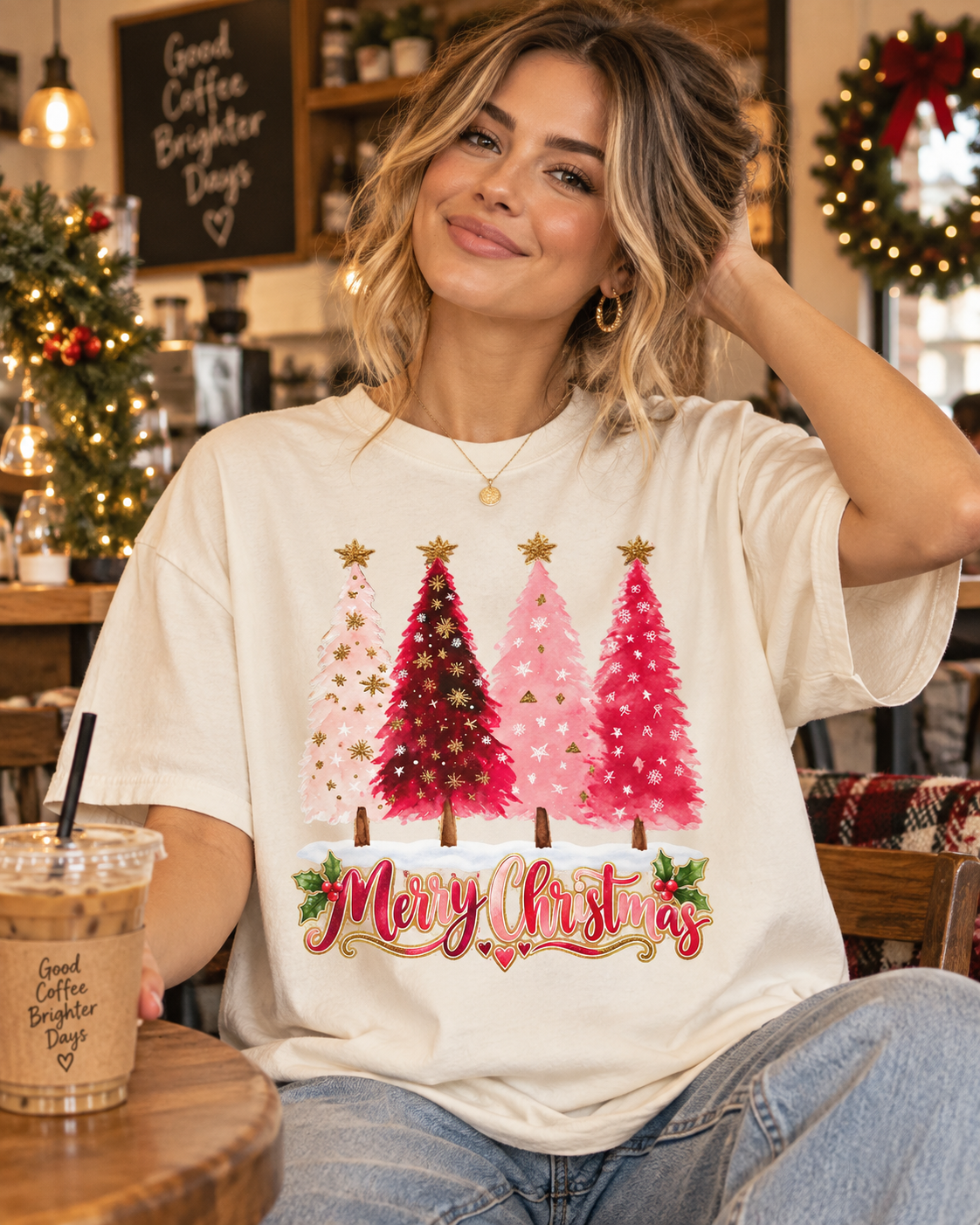 Merry Christmas Pink Tree T-Shirt