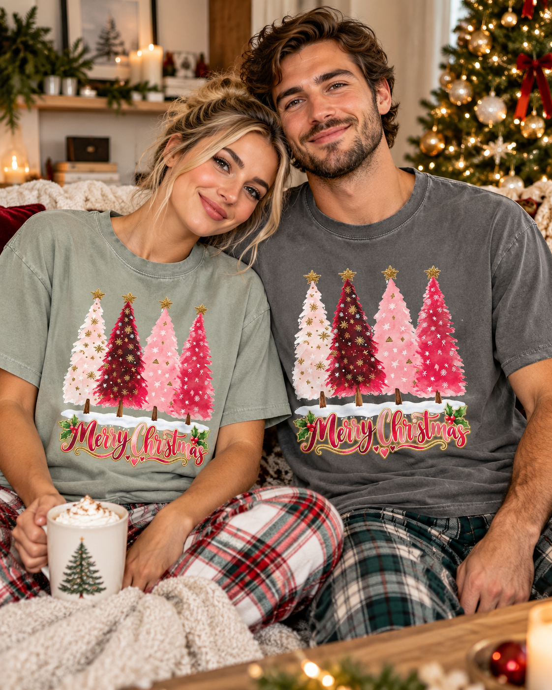 Merry Christmas Pink Tree T-Shirt