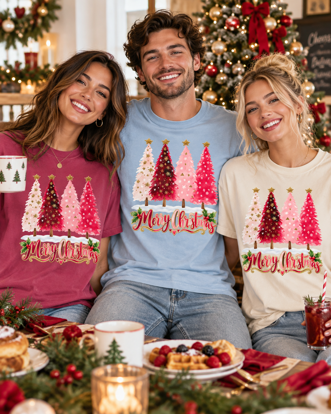 Merry Christmas Pink Tree T-Shirt