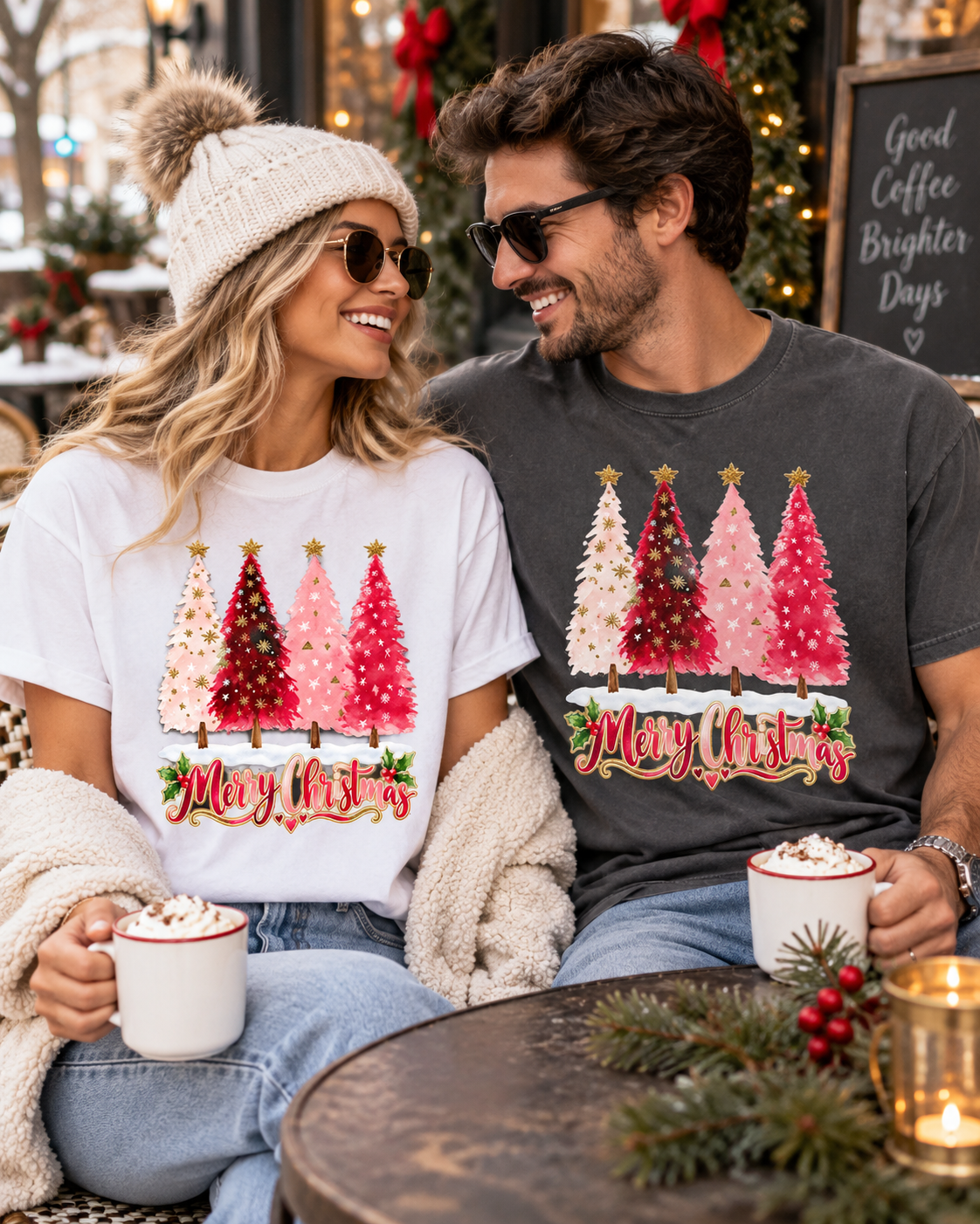 Merry Christmas Pink Tree T-Shirt