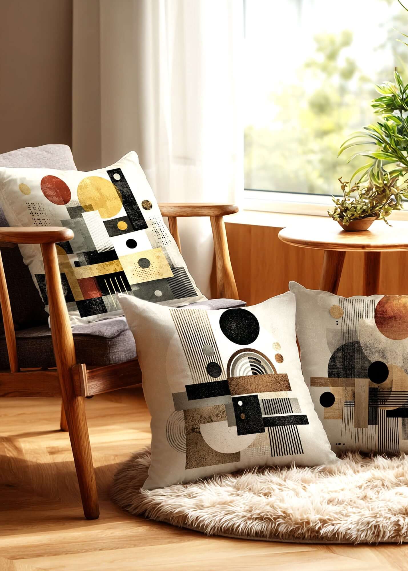 Mid-century Modern Geometry Throw Pillow Cushion