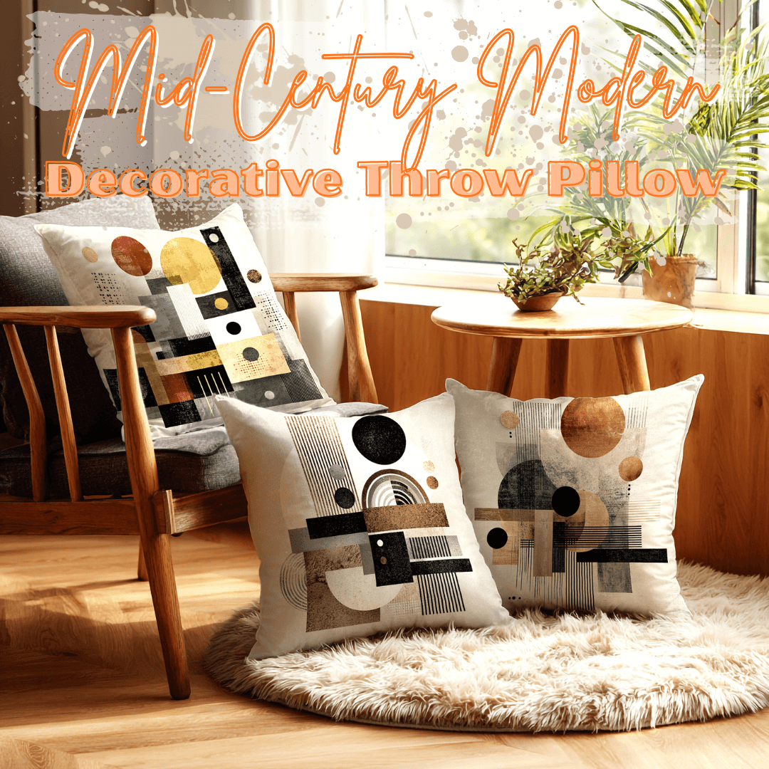 Mid-century Modern Geometry Throw Pillow Cushion