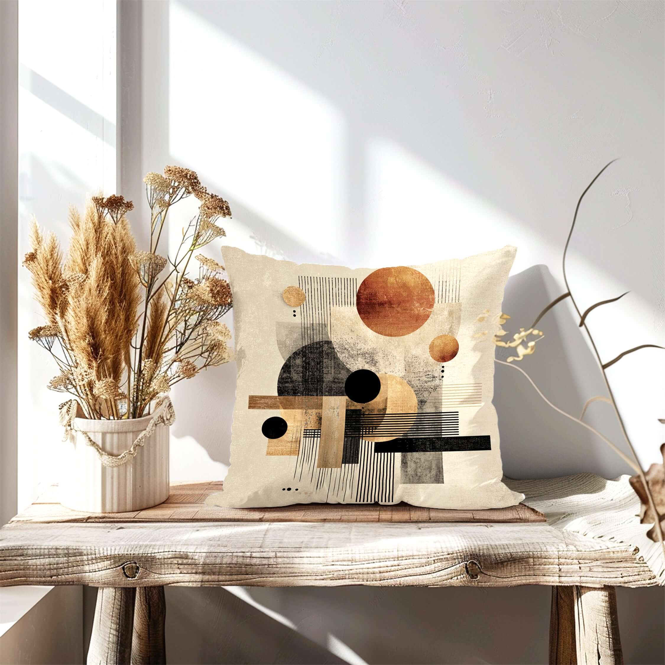 Mid-century Modern Geometry Throw Pillow Cushion