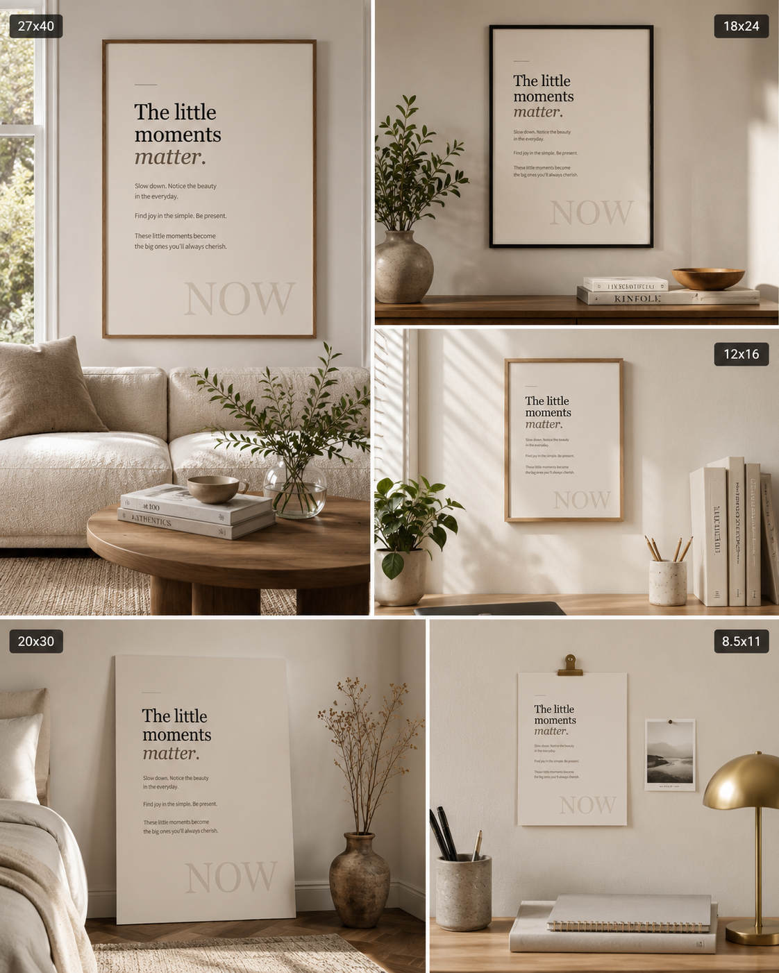 Minimalist Textured Watercolor Poster — "The little moments matter" Matte Wall Art