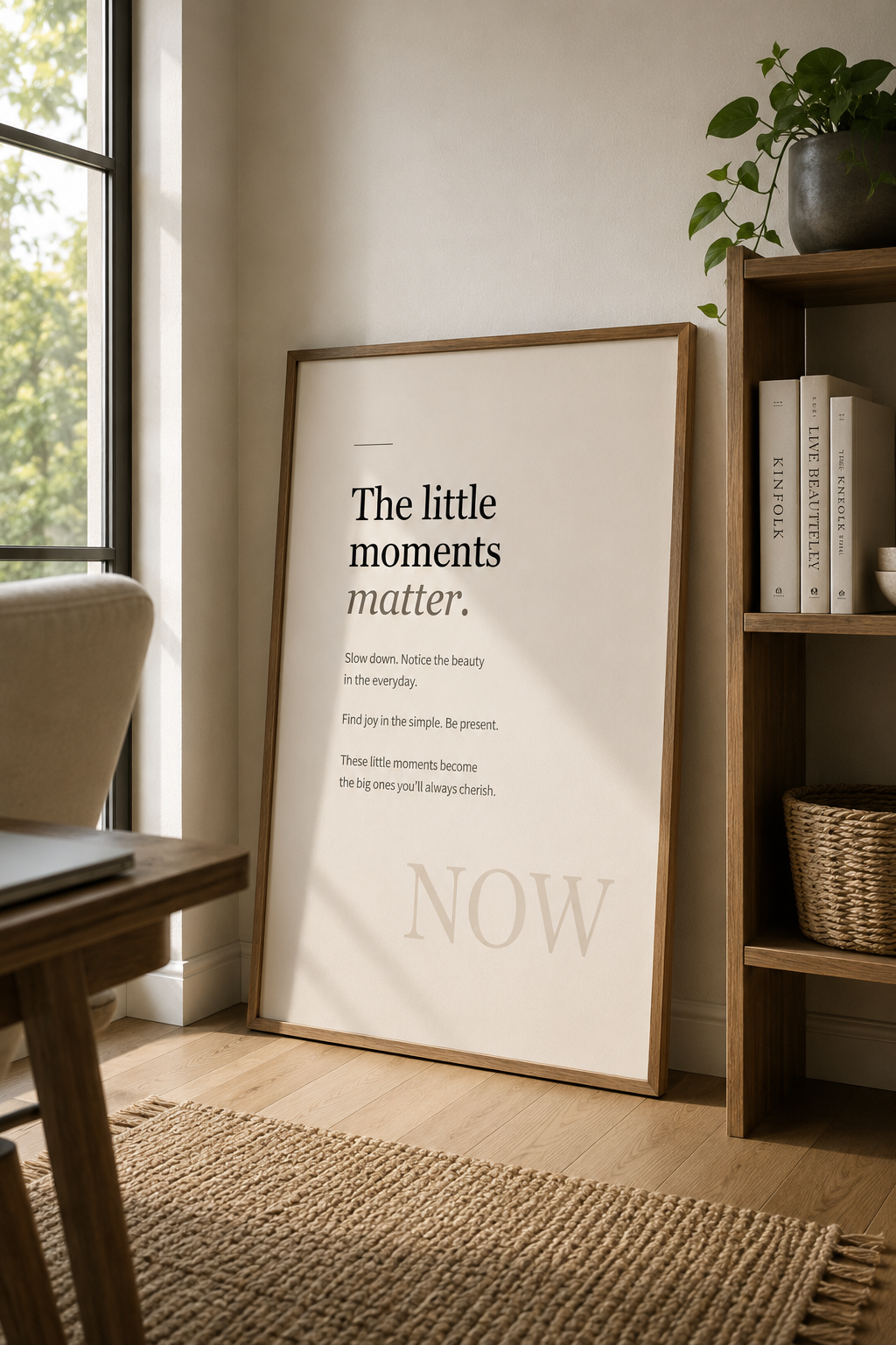 Minimalist Textured Watercolor Poster — "The little moments matter" Matte Wall Art