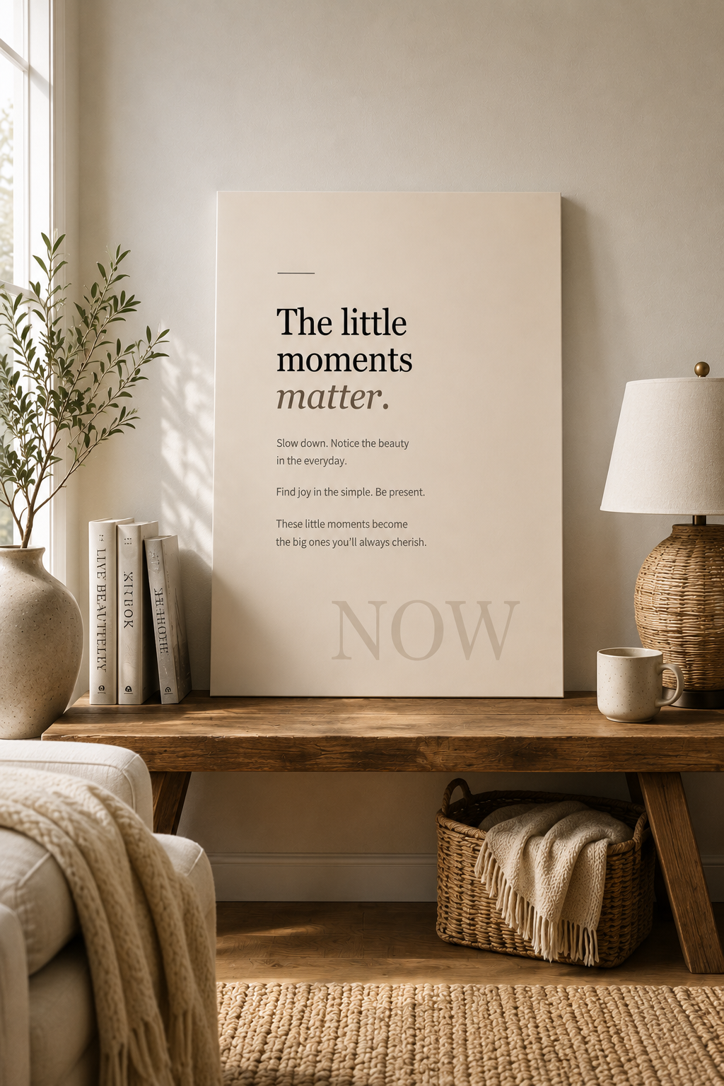 Minimalist Textured Watercolor Poster — "The little moments matter" Matte Wall Art