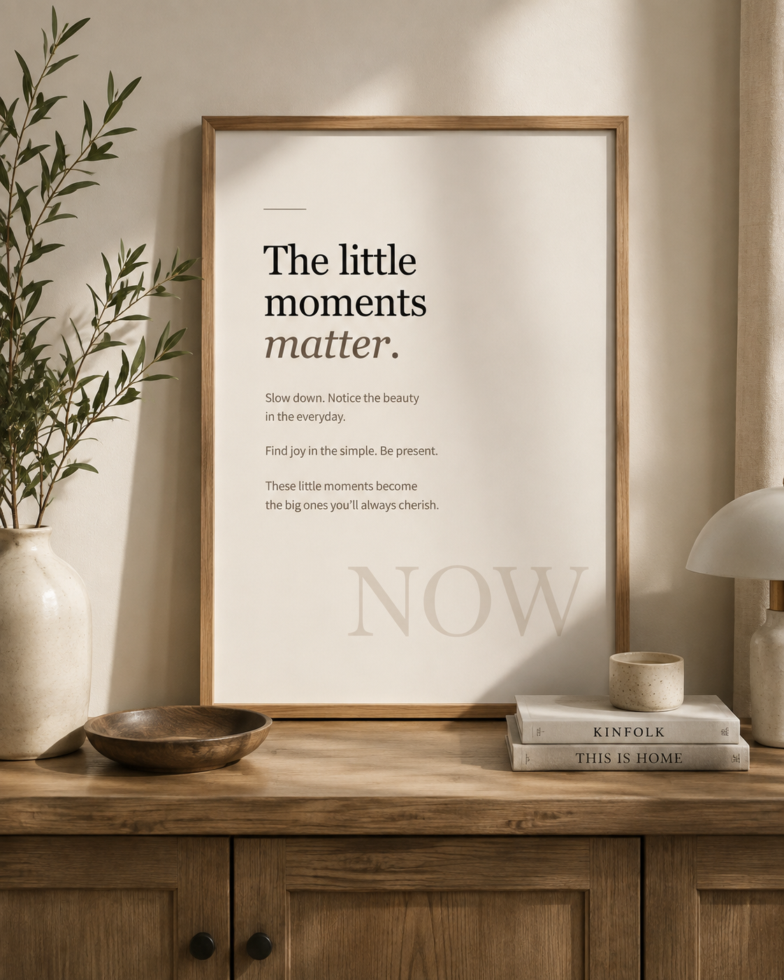 Minimalist Textured Watercolor Poster — "The little moments matter" Matte Wall Art