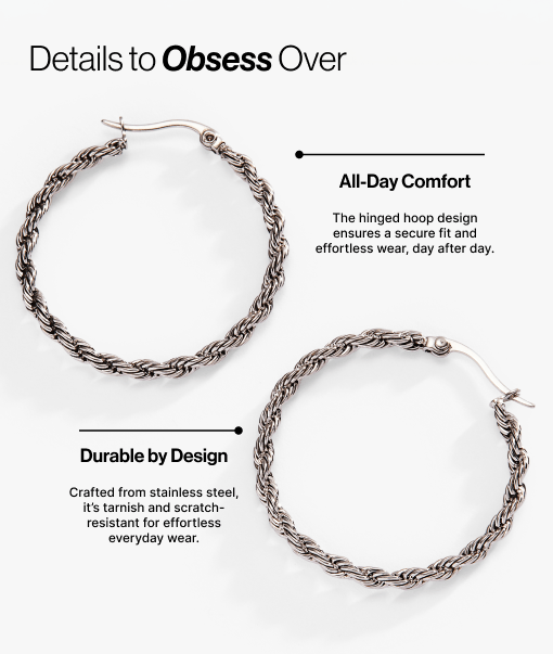 Frozen French Rope Hoop Earrings, Earrings, $ 34.00, A Moment Of Now™