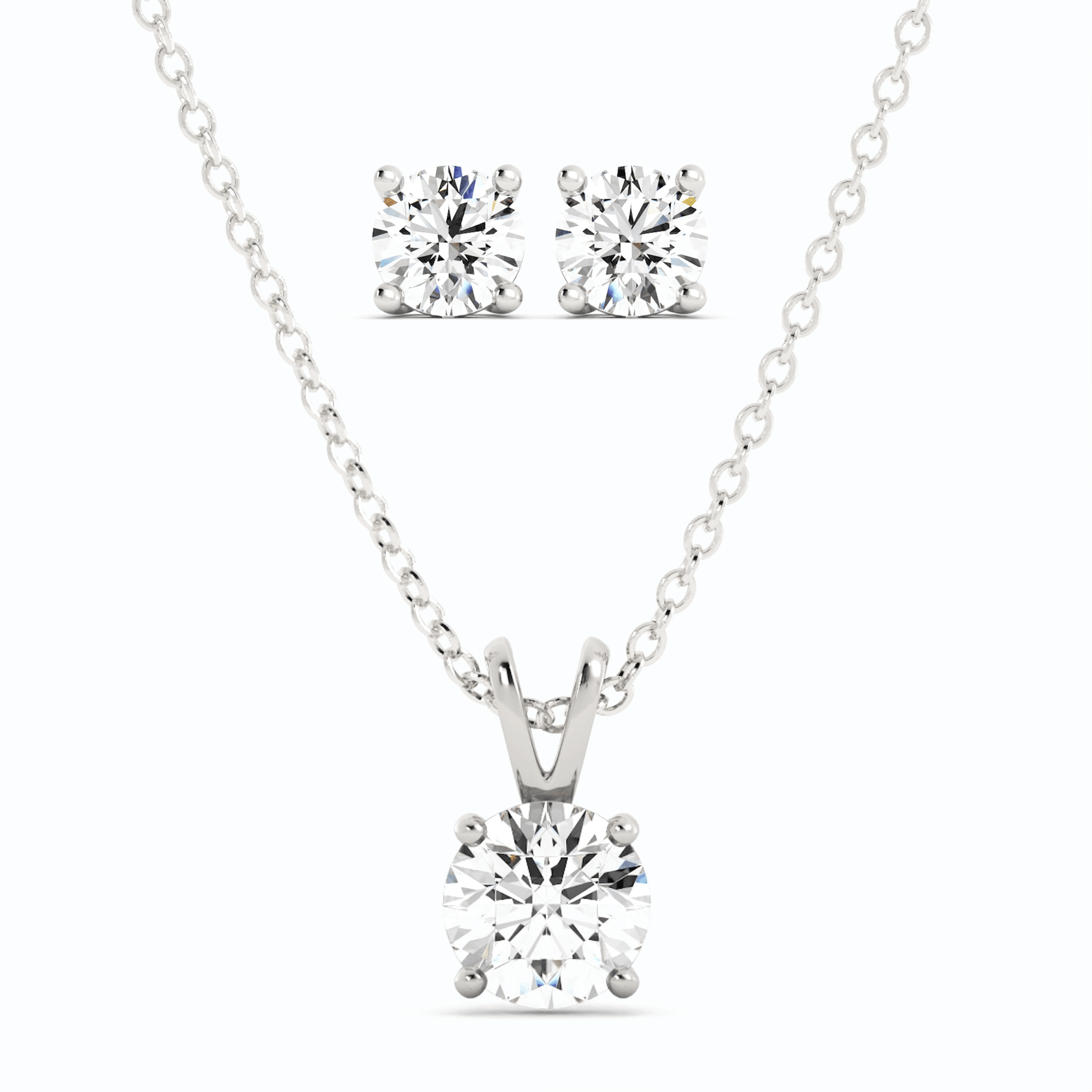 3CTW Moissanite Stud Earrings & Pendant Necklace Set in 14K White Gold Overlay, Charms & Pendants, $ 299.00, A Moment Of Now™