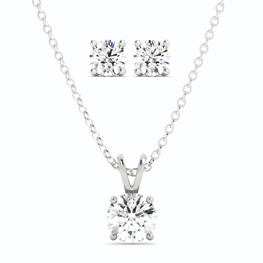 3CTW Moissanite Stud Earrings & Pendant Necklace Set in 14K White Gold Overlay, Charms & Pendants, $ 299.00, A Moment Of Now™