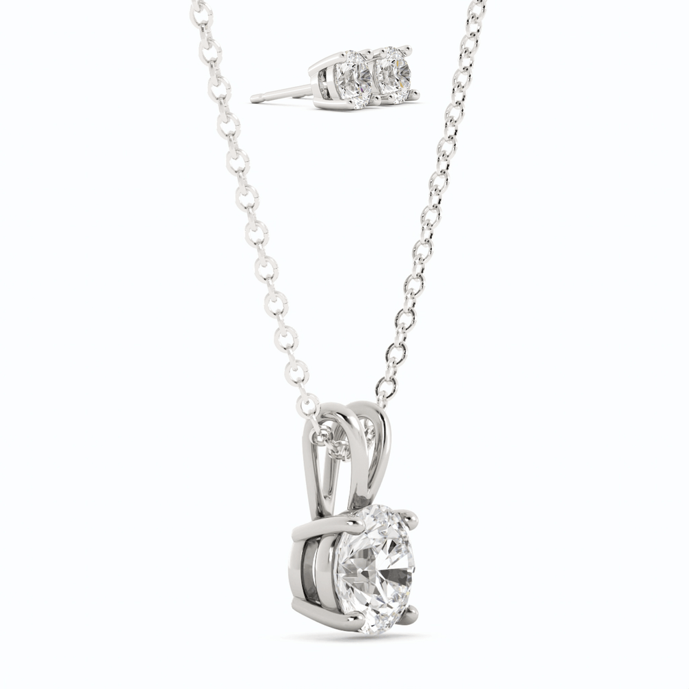 3CTW Moissanite Stud Earrings & Pendant Necklace Set in 14K White Gold Overlay, Charms & Pendants, $ 299.00, A Moment Of Now™