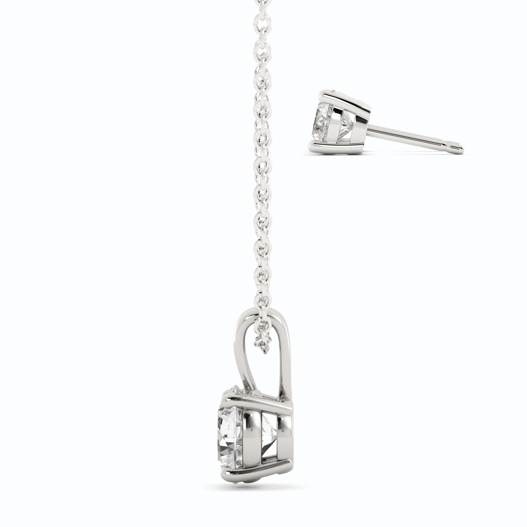 3CTW Moissanite Stud Earrings & Pendant Necklace Set in 14K White Gold Overlay, Charms & Pendants, $ 299.00, A Moment Of Now™