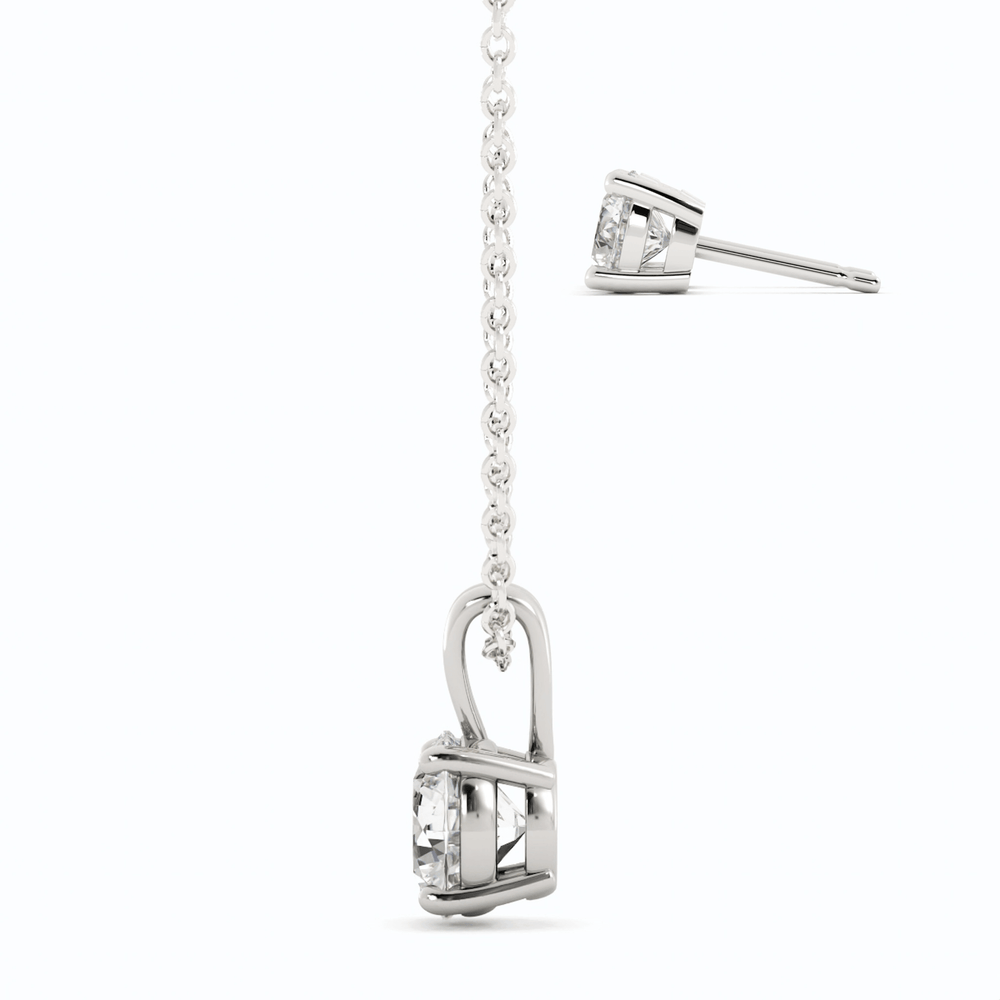 3CTW Moissanite Stud Earrings & Pendant Necklace Set in 14K White Gold Overlay, Charms & Pendants, $ 299.00, A Moment Of Now™