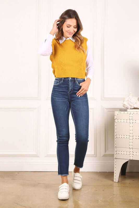 Mustard Round Neck Vest Sweater. Size Samll - Cozy Style, Sweaters, $ 45.00, A Moment Of Now™