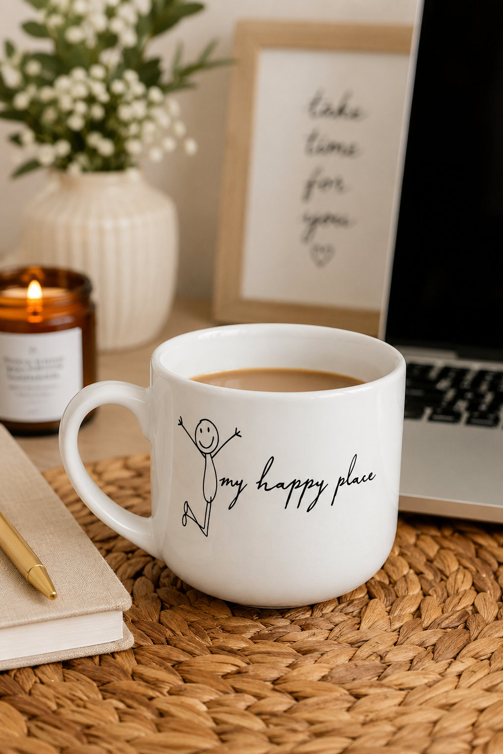 My Happy Place 25oz Ceramic Latte Mug, My Home Gift