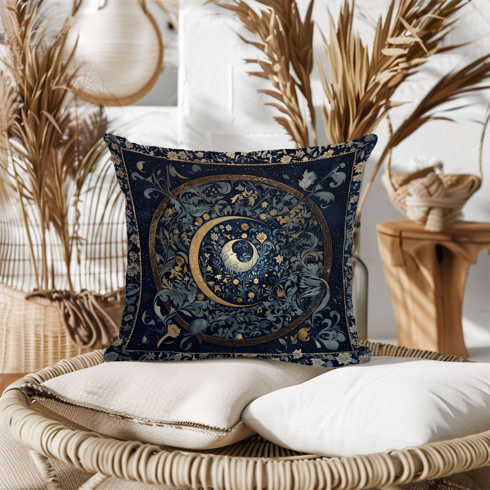 Mystic Moon & Blooms Cushion - William Morris Inspired, Throw Pillows, $ 63.50, A Moment Of Now™