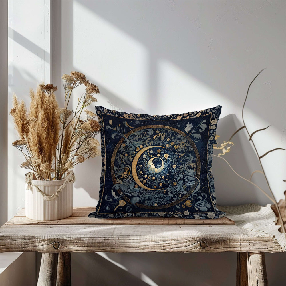 Mystic Moon & Blooms Cushion - William Morris Inspired, Throw Pillows, $ 63.50, A Moment Of Now™