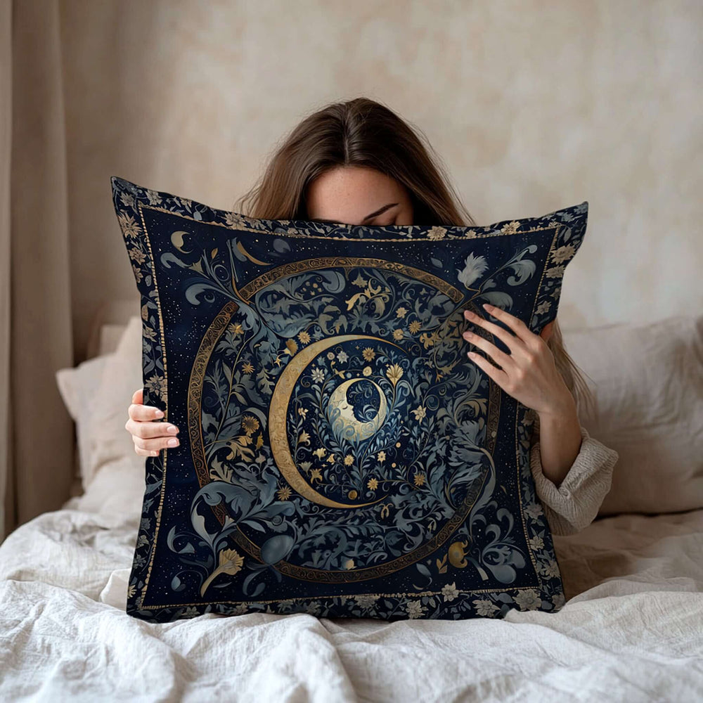 Mystic Moon & Blooms Cushion - William Morris Inspired, Throw Pillows, $ 63.50, A Moment Of Now™