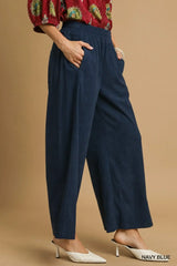 Navy Blue Wide-Leg Corduroy Pants for Chic Comfort, Pants, $ 53.00, A Moment Of Now™