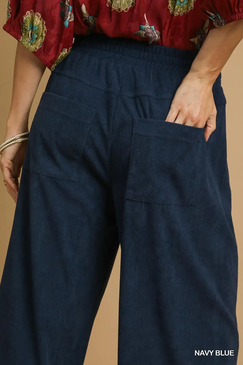 Navy Blue Wide-Leg Corduroy Pants for Chic Comfort, Pants, $ 53.00, A Moment Of Now™