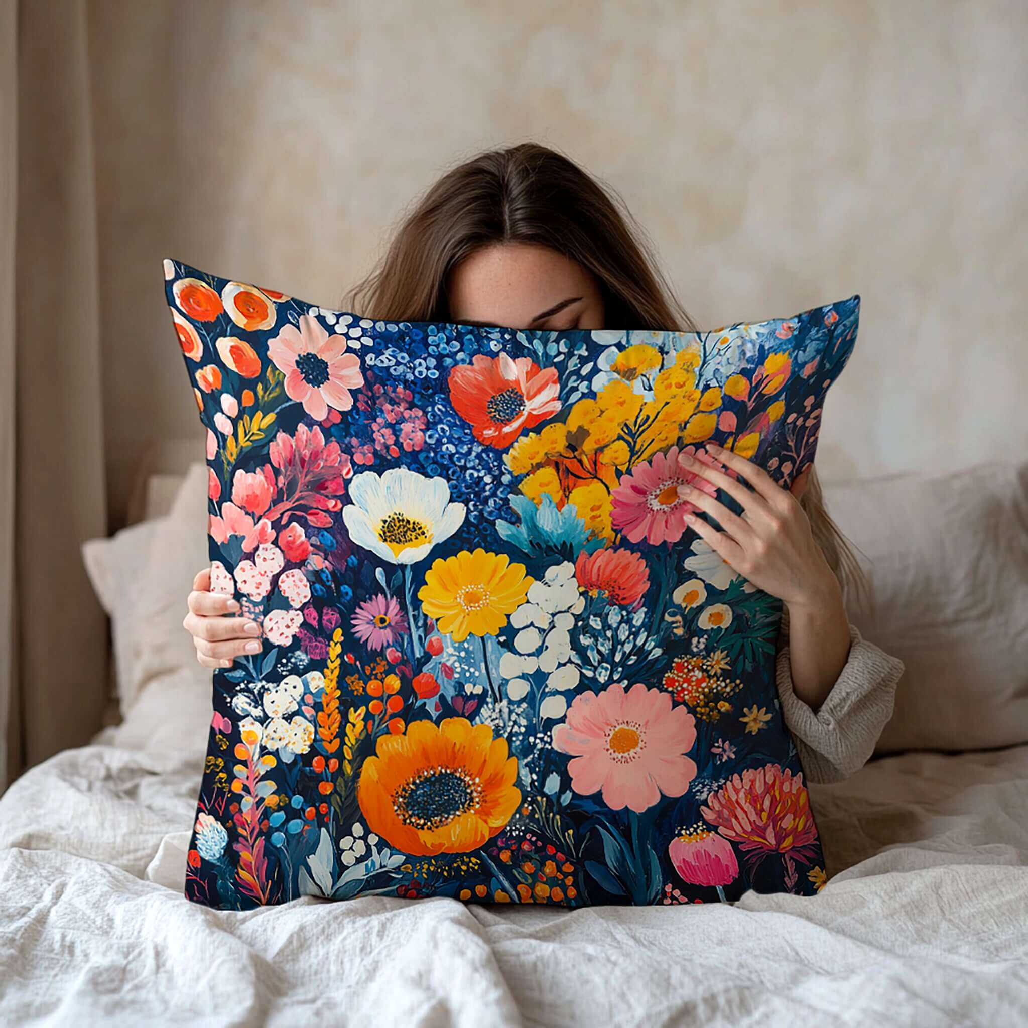 Novella Abstract Floral Throw Pillow – Chic & Modern Decorative Accent