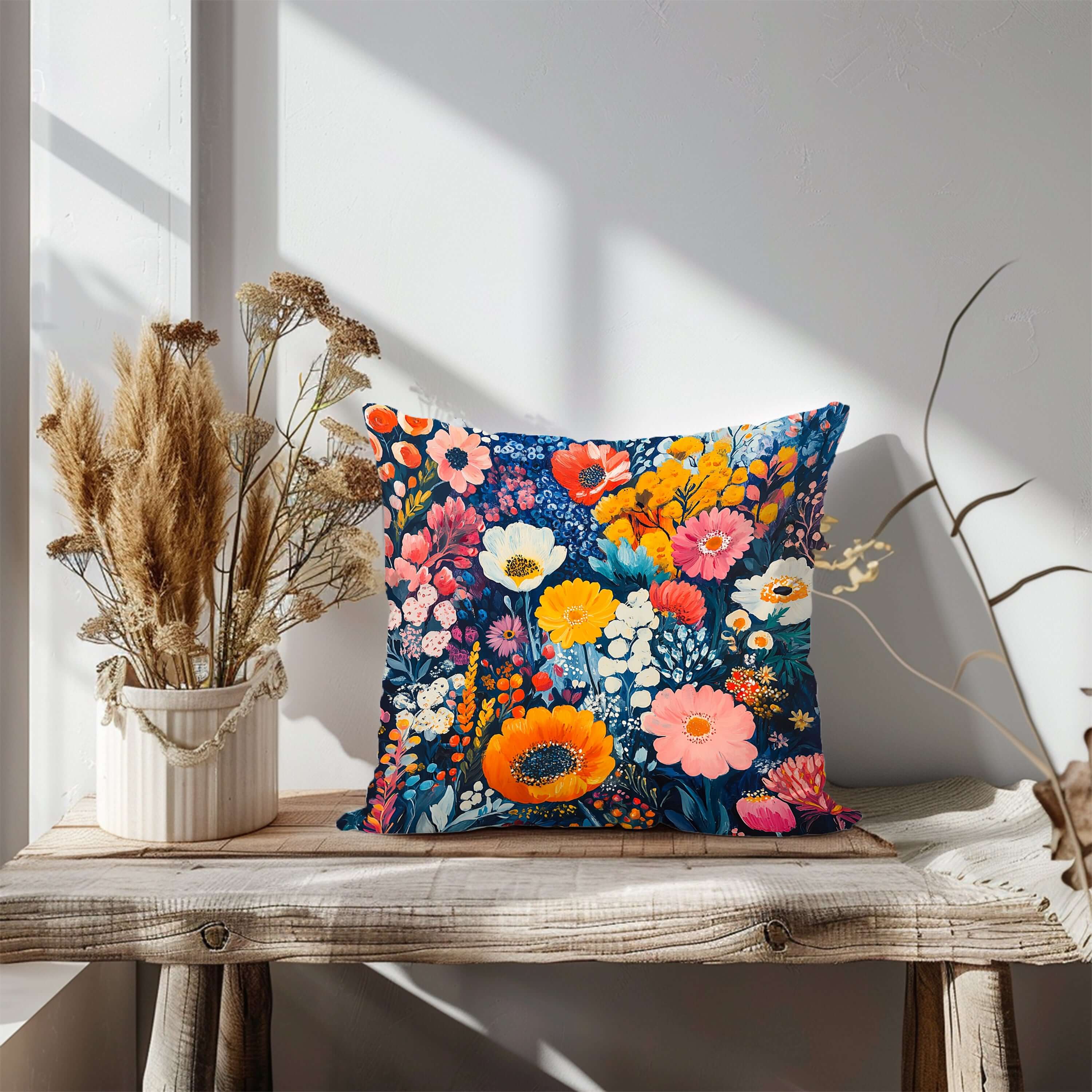 Novella Abstract Floral Throw Pillow – Chic & Modern Decorative Accent