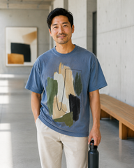 Abstract Brushstroke T-Shirt | Olive, Tan & Black Minimal Art Tee