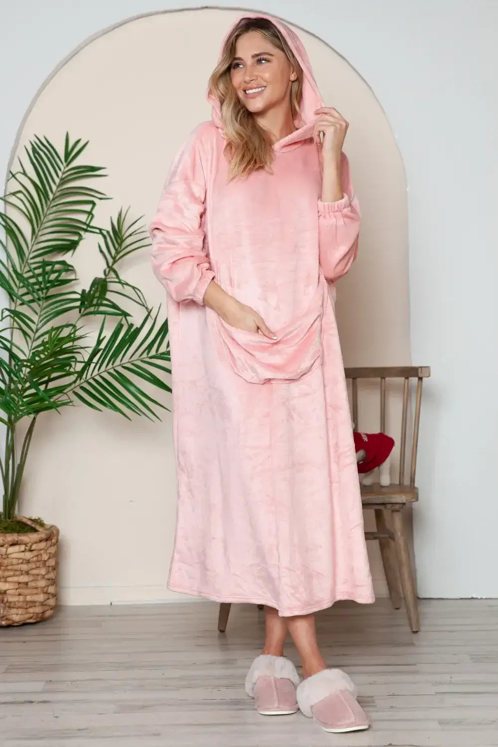 Oversized Pocketed Pullover Hooded Midi Loungewear, Loungewear, $ 45.00, A Moment Of Now™