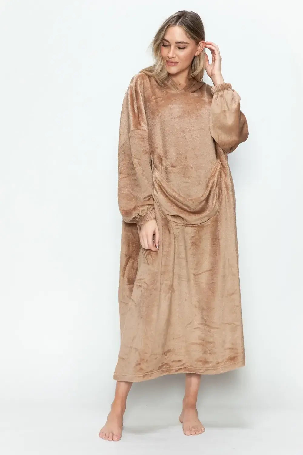 Oversized Pocketed Pullover Hooded Midi Loungewear, Loungewear, $ 45.00, A Moment Of Now™