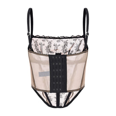 Kim High-Neck Embroidery Bustier on Jelly Fabric