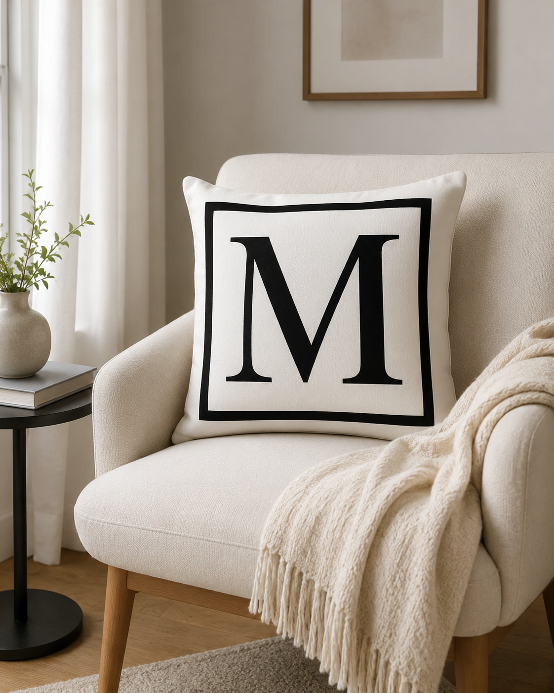 Personalized Initial Border Monogram Throw Pillow | A–Z
