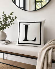 Personalized Initial Border Monogram Throw Pillow | A–Z