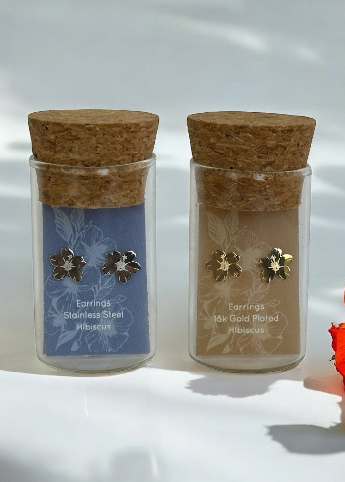 Hibiscus Flower Studs - Hypoallergenic Mini Earrings