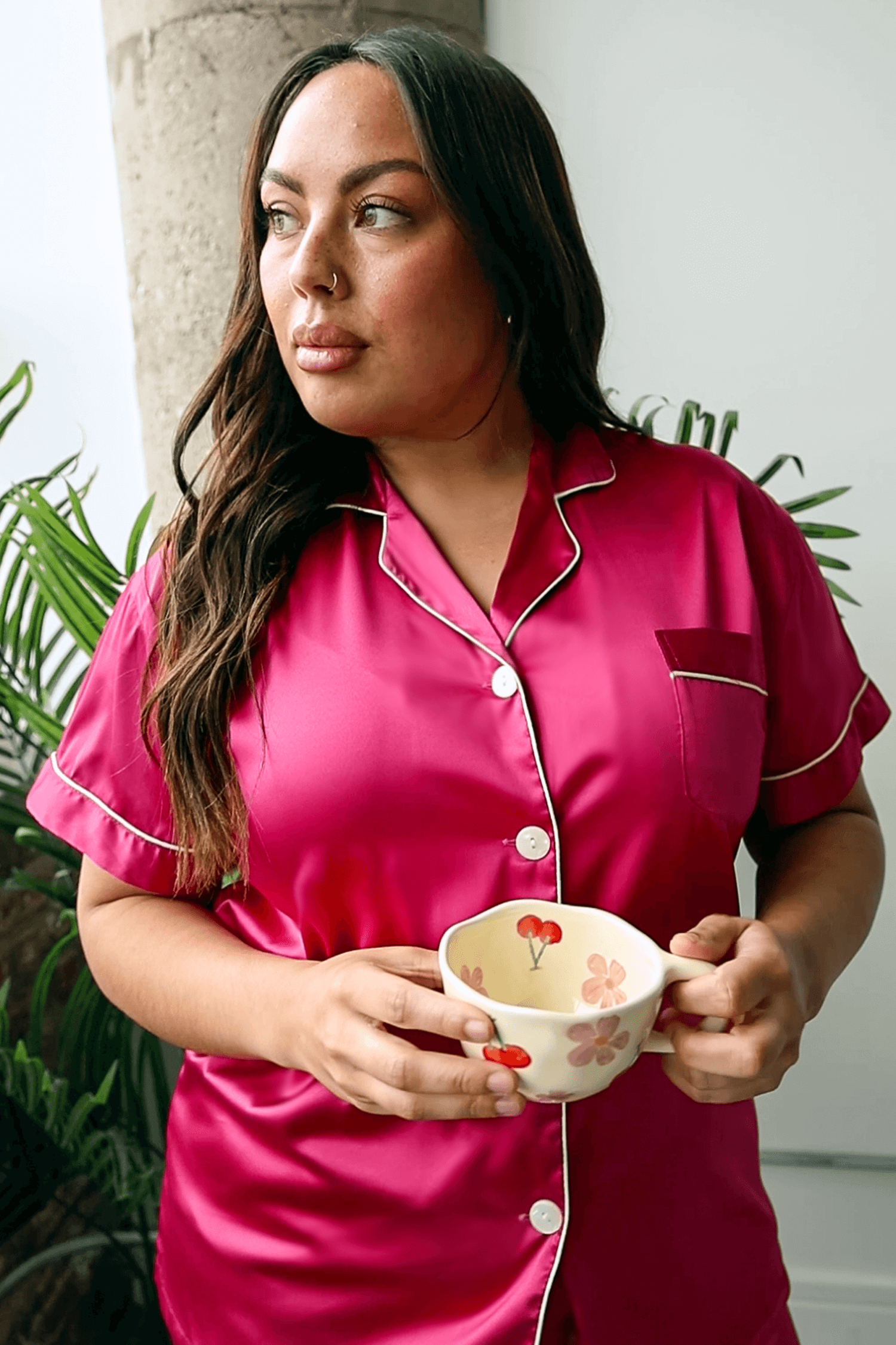 Pink Berry Satin Pajamas Shorts Set