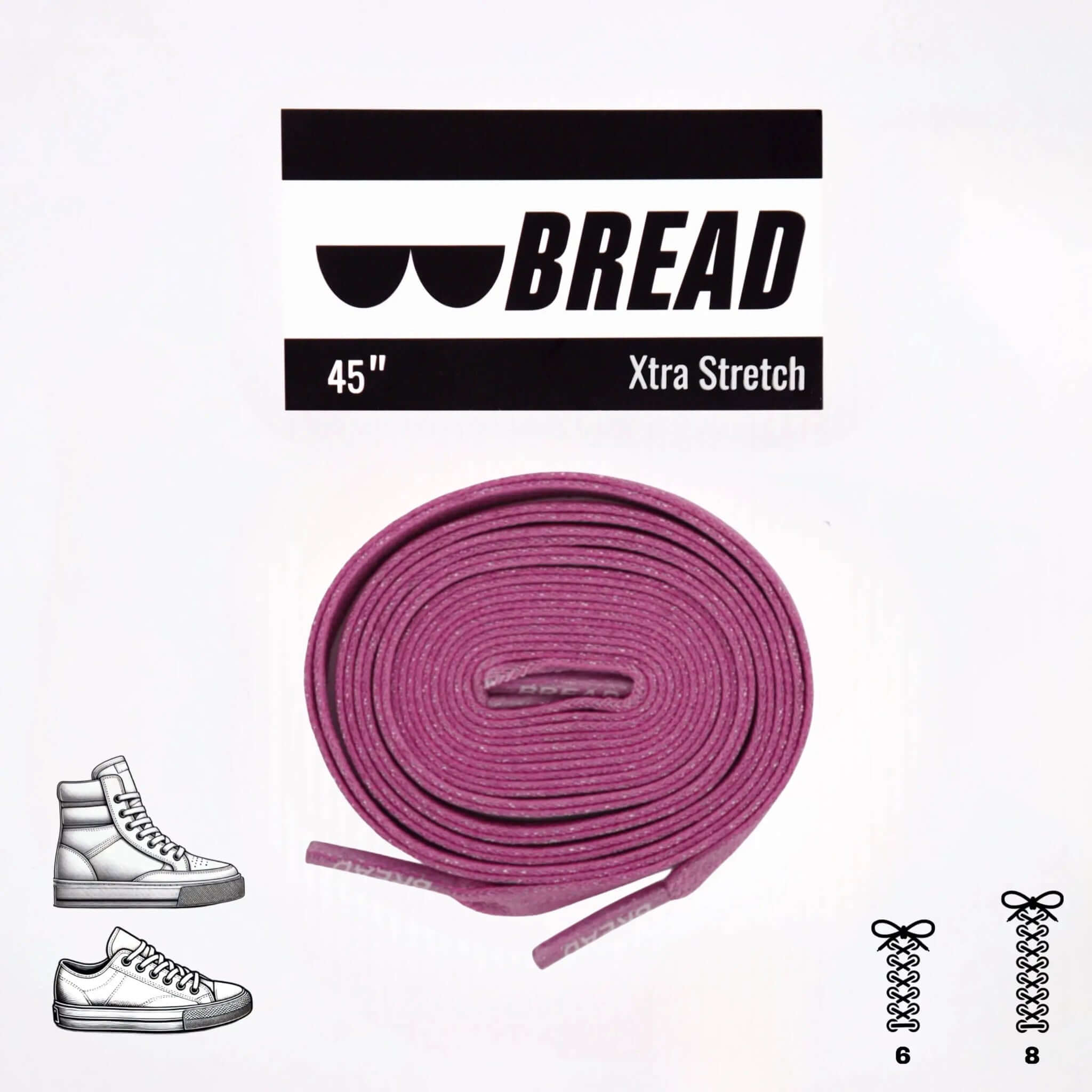 Pretty Pink Bread Laces Elastic Shoelaces