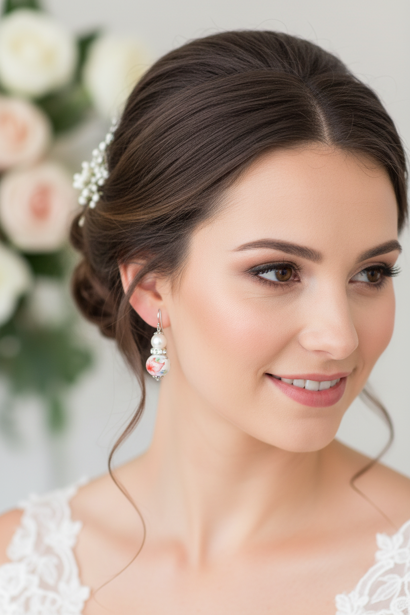 Red Lily Floral Glass Pearl Drop Dangle Earrings | Vintage Bohemian, Earrings, $ 19.95, A Moment Of Now™
