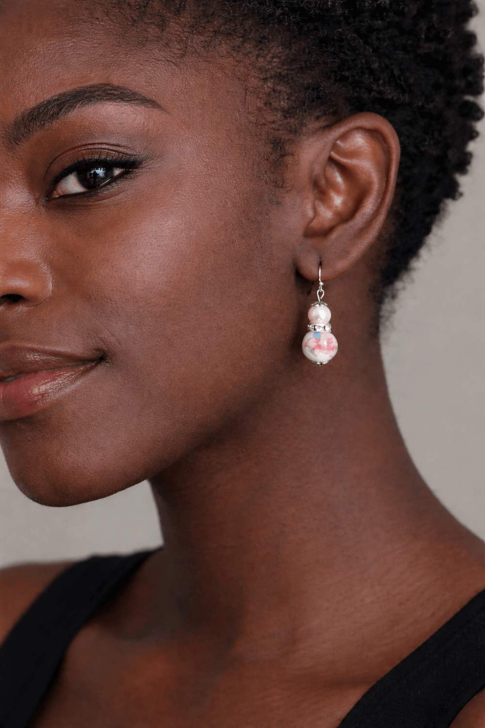 Red Lily Floral Glass Pearl Drop Dangle Earrings | Vintage Bohemian, Earrings, $ 19.95, A Moment Of Now™