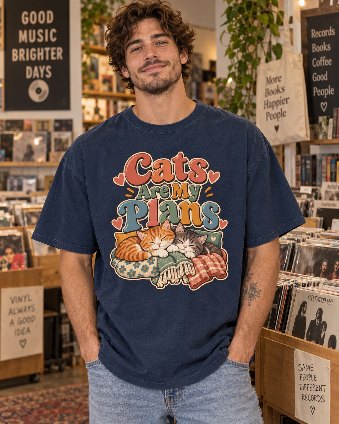Cats Are My Plans T-Shirt — Retro Sleeping Cats Comfort Colors® Tee