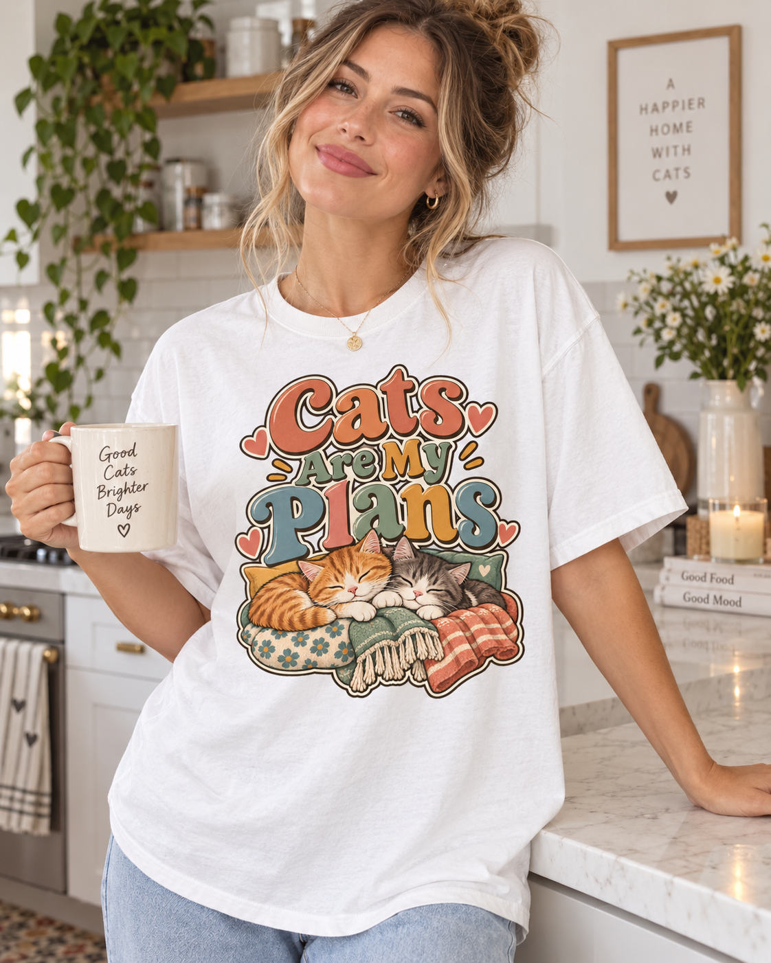 Cats Are My Plans T-Shirt — Retro Sleeping Cats Comfort Colors® Tee