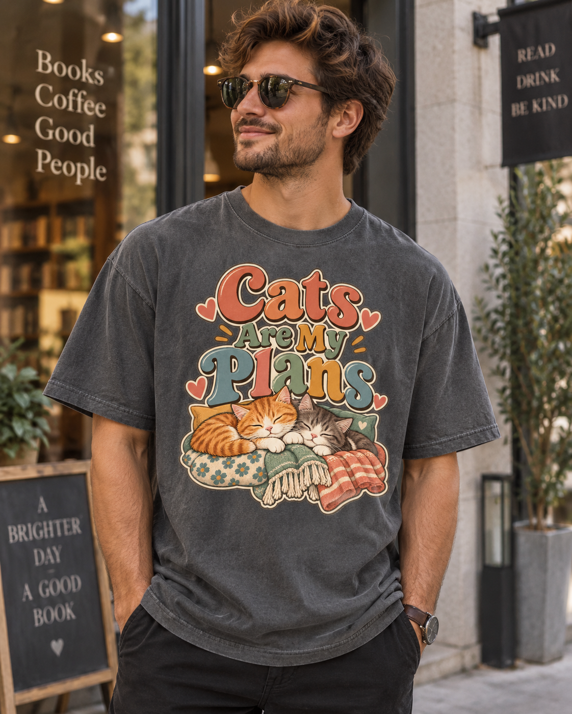 Cats Are My Plans T-Shirt — Retro Sleeping Cats Comfort Colors® Tee