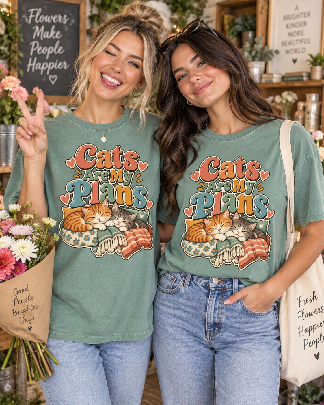 Cats Are My Plans T-Shirt — Retro Sleeping Cats Comfort Colors® Tee