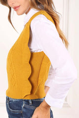Mustard Round Neck Vest Sweater. Size Samll
