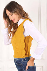 Mustard Round Neck Vest Sweater. Size Samll